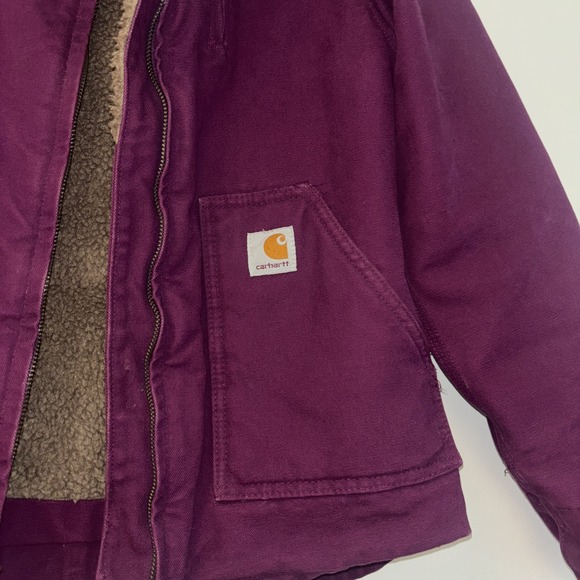 Carhartt For Women Sherpa Lined Canvas Jacket Plum Purple Workwear Size XS‎ - Picture 6 of 10